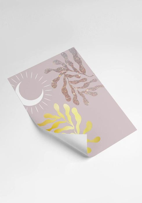 Glittery Sun Real Gold Set Of 4 Posters 50x70cm